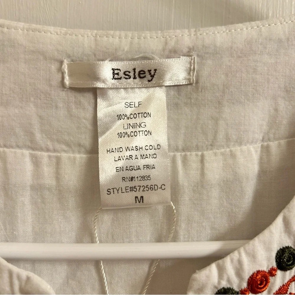 Esley Embroidered Lined Tunic Top 100% Linen Women’s M Boho Lagenlook Hippie - Picture 4 of 10